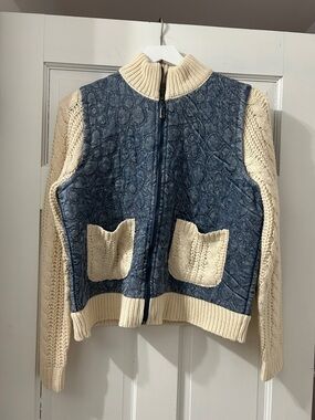 Alfred Dunner Blue Quilted Front Zip  Jacket